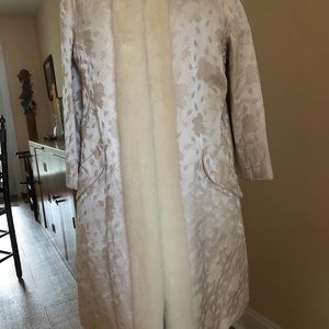 Silk Brocade & Fur Duster NAN DUSKIN Phila Vintage